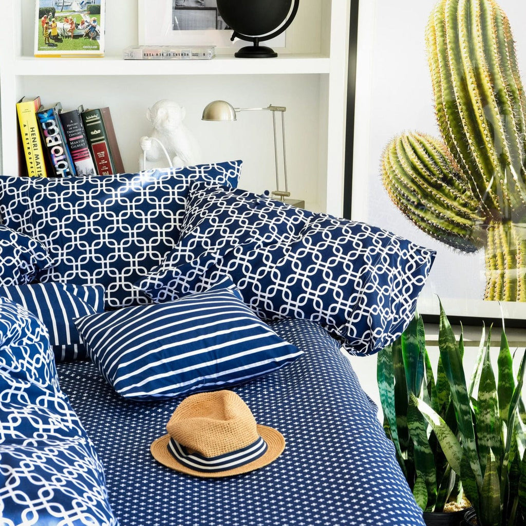 Porto Blue & White Crosses Bottom Sheet