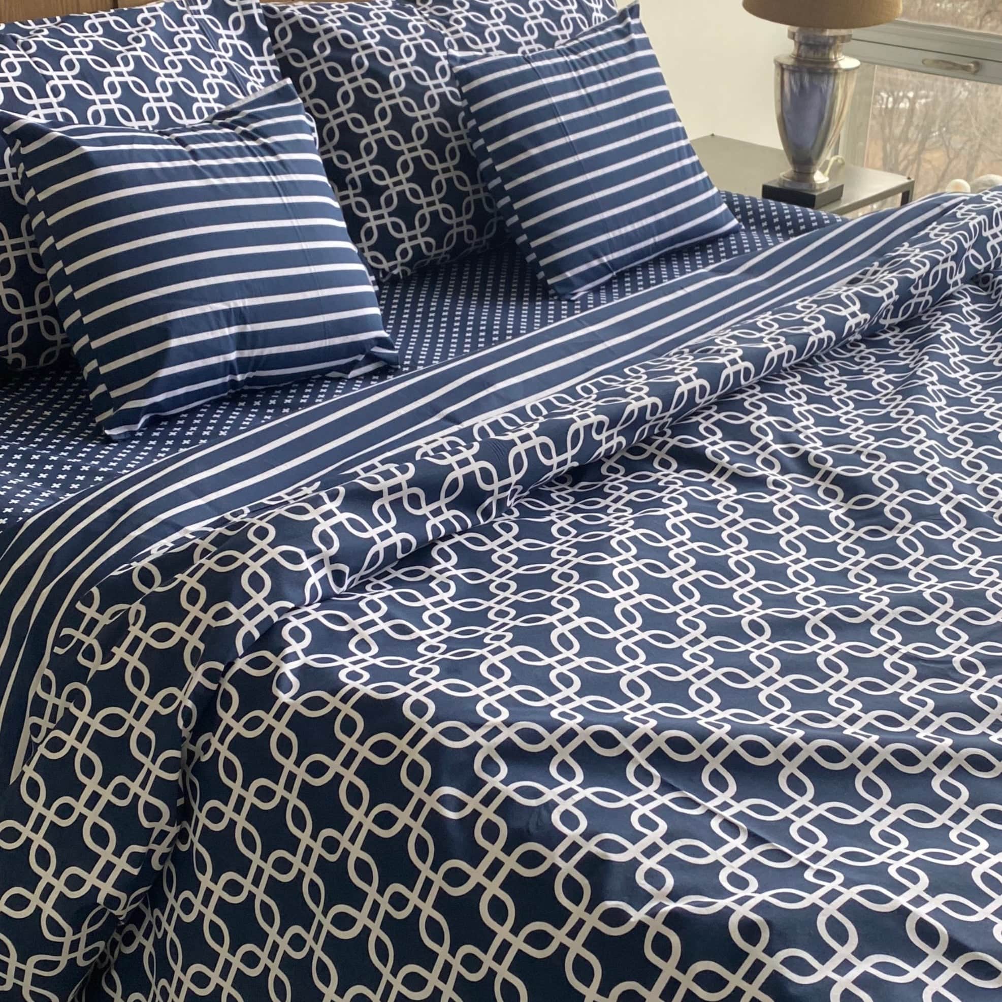 Porto Blue & White Reversible Duvet Cover
